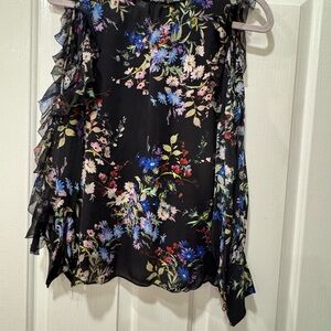 Parker Black Floral Ruffle Blouse